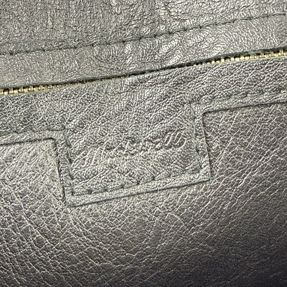 Madewell Transport Paint Stripe Tote Bag Black Gray Leather Urban Commuter